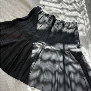 Pleated Leather Skirt